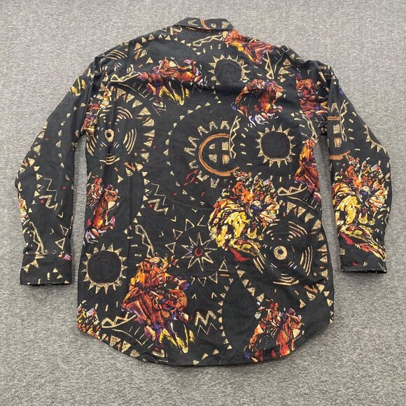 Vintage Lone Roo Roper Button Down Shirt Mens Aztec Native Print Mens XL USA AOP - Picture 6 of 9